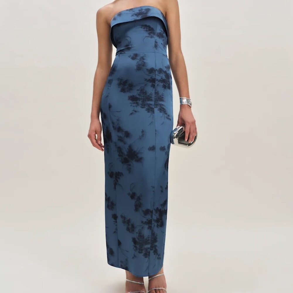 Reformation Johan Satin Dress Blue - Size 2